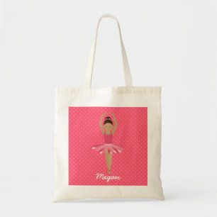 Black Ballerina on Pink Polka Dots Tote Bag