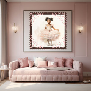 Black Ballerina, Pale Pink Tutu, Ponytails, Ribbon Poster