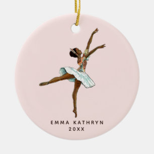 Black Ballerina Personalised Nutcracker Ballet Ceramic Ornament