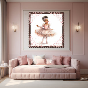 Black Ballerina, Pink Tutu, Floral Headband Poster