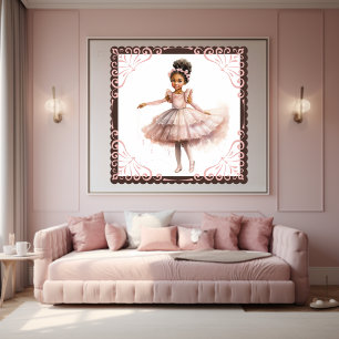 Black Ballerina, Pink Tutu, Pink Floral Headband Poster