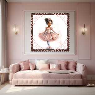 Black Ballerina, Pink Tutu, Pink Ivy Barrette Poster