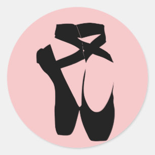 Black ballet  pointe shoes classic round sticker