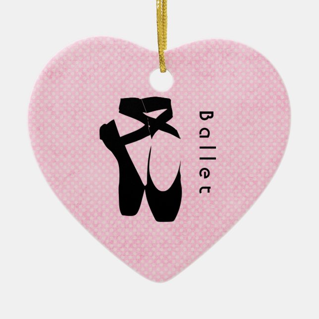 Black Ballet Shoes En Pointe Ceramic Ornament (Front)