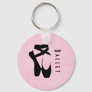 Black Ballet Shoes En Pointe Key Ring