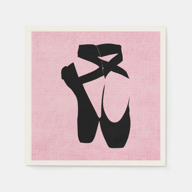 Black Ballet Shoes En Pointe Napkin (Front)