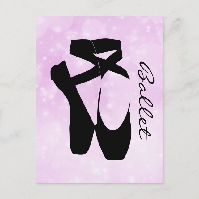 Black Ballet Shoes En Pointe Postcard (Front)