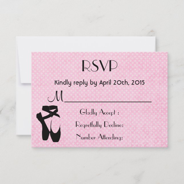 Black Ballet Shoes En Pointe RSVP Card (Front)