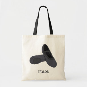 Black Ballet Shoes Slippers Personalised Tote Bag