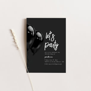 Black Balloon Birthday Party Invite