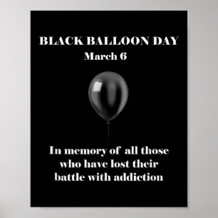 Black Balloon Day Overdose Awareness Addition T Sh Poster