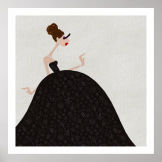 Black Ballroom Wednesday Party Dress Poster