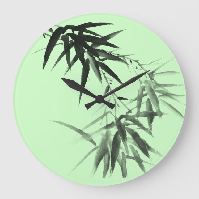 Black Bamboo Twig Large Clock (Front)