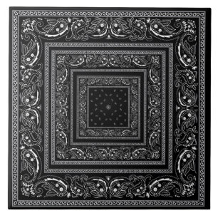 Black Bandanarama  Ceramic Tile