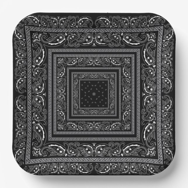 Black Bandanarama Paper Plate (Front)