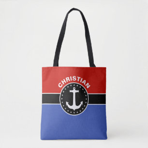 Black Banner & blue Rectangle + your ideas Tote Bag