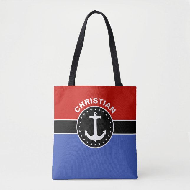 Black Banner & blue Rectangle + your ideas Tote Bag (Front)