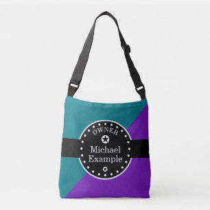 Black Banner & Rectangles - purple + your ideas Crossbody Bag