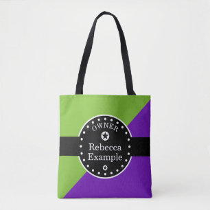 Black Banner & Rectangles - purple + your ideas Tote Bag