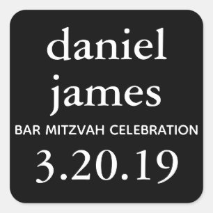 Black Bar Mitzvah Favour Tag