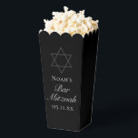 Black Bar Mitzvah Star of David Custom Popcorn Favour Box<br><div class="desc">This formal black Bar Mitzvah party popcorn favor box features elegant typography over a grey Star of David for a Jewish boy who is called to the Torah. Modern,  minimalist and cool gifts for a teen.</div>