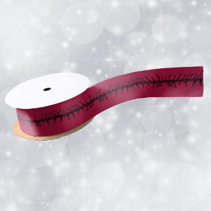 Black Barbed Branches on Blood Red Halloween Satin Ribbon