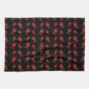 Black barbeque pattern tea towel
