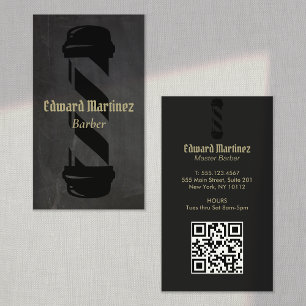 Black Barber Shop Barbershop Pole Business Card