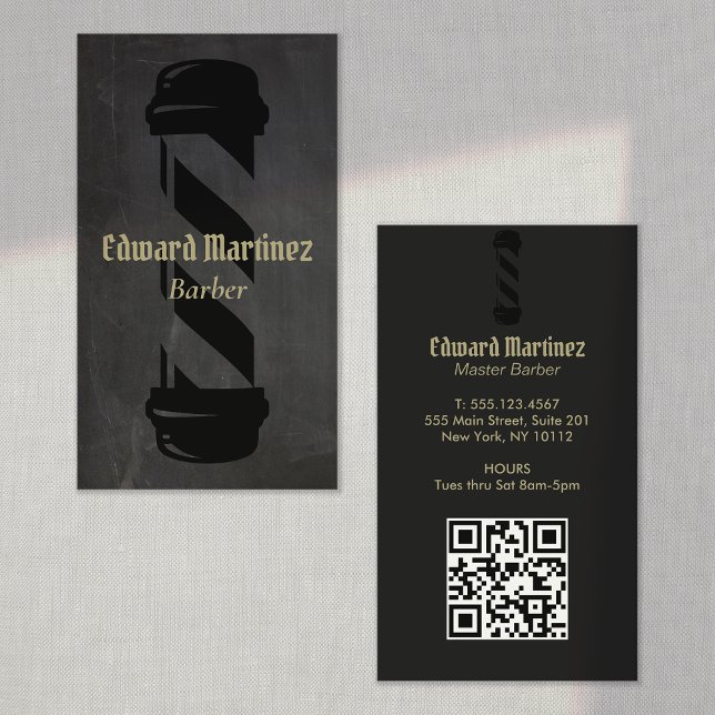 Black Barber Shop Barbershop Pole Business Card (Creator Uploaded)