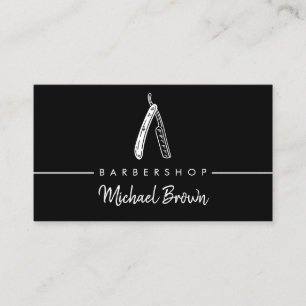 Black Barbershop Design Razor Master Hair Stylist Business Card