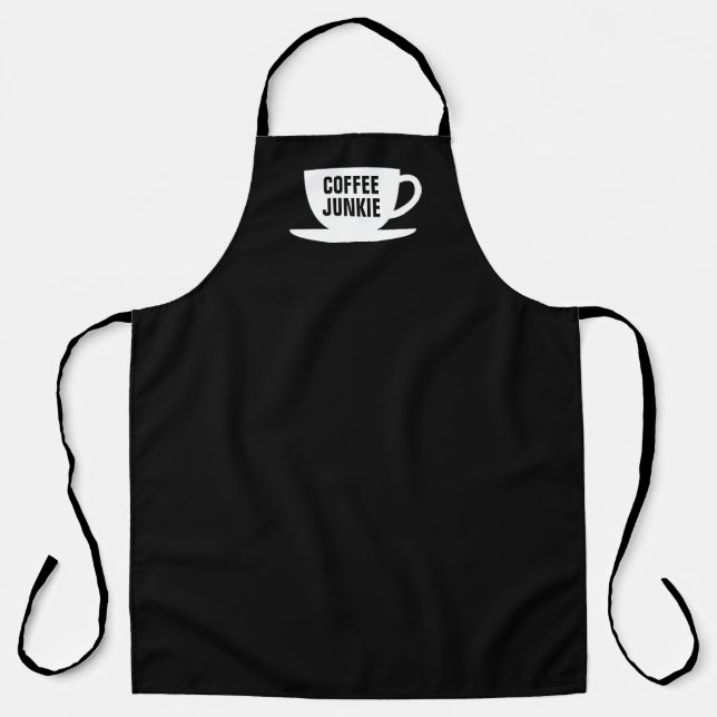 Black barista apron with funny cup and saucer logo (Front)