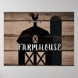 Black Barn Brown Wood Rustic Farmhouse Country Art Poster