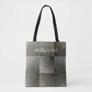 Black Barn Door Pattern HORSE NAME Rustic Unique Tote Bag