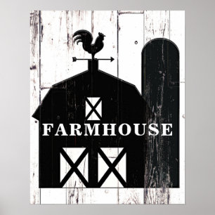 Black Barn White Wood Rustic Farmhouse Wall Art