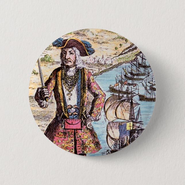 Black Bart Colour Portrait 6 Cm Round Badge (Front)