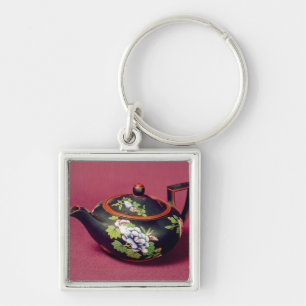Black basalt teapot key ring
