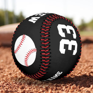 Black Baseball Ball with Name Team Number