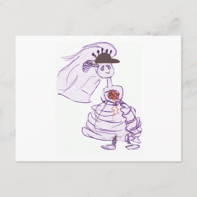 Black Baseball Cap Bride Postcard (Front)