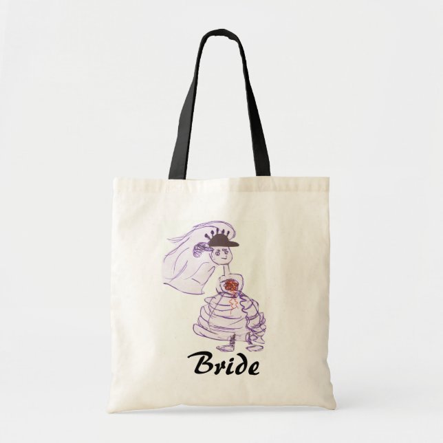 Black Baseball Cap Bride Tote Bag (Front)