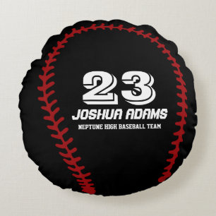Black Baseball Games Sports Team Round Pillows