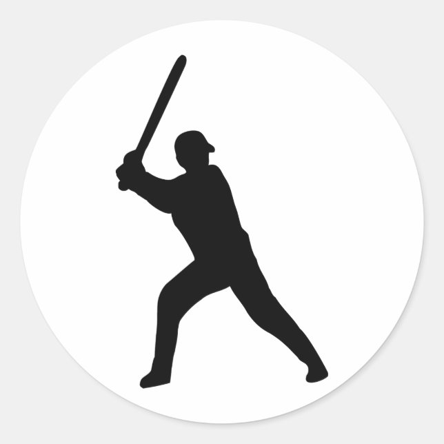 black baseball player classic round sticker (Front)
