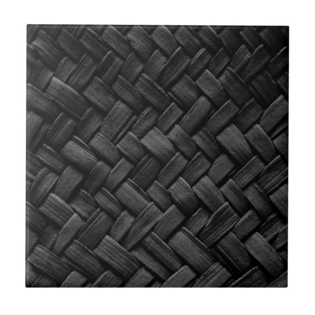 black basket weave pattern ceramic tile (Front)