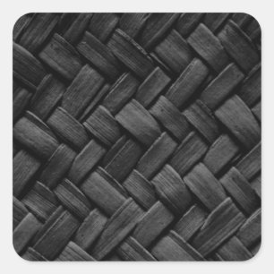 black basket weave pattern square sticker