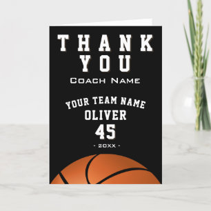 Black Basketball Ball Sports Thank you Coach  Card