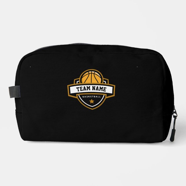 Black Basketball Shield  Dopp Kit (Front)