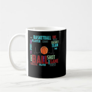 Black Basketball Stuff Coach Player Team Red Heart Coffee Mug