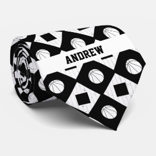 Black Basketball Wood Floor Argyle Pattern Tie