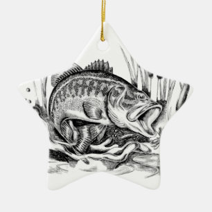 Black bass ceramic tree decoration