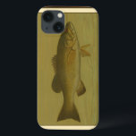 Black Bass on a Green Background iPhone 13 Case<br><div class="desc">This piece of arwork will please any fish amateur. The painting represents a black bass swimming into green water. In this image,  the brown borders makes it the perfect decorative art piece.</div>