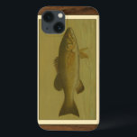 Black Bass on a Green Background iPhone 13 Case<br><div class="desc">This piece of arwork will please any fish amateur. The painting represents a black bass swimming into green water. In this image,  the brown borders makes it the perfect decorative art piece.</div>